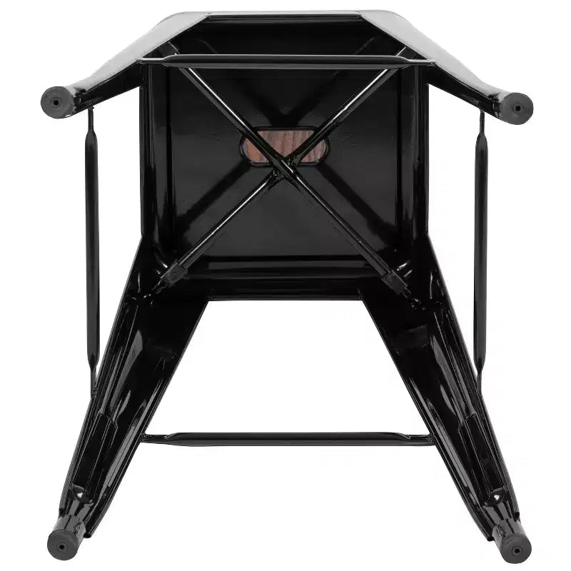 Flash Furniture Sgabello da bar in metallo da 30 pollici con sedile in legno - Impilabile, set da 4
