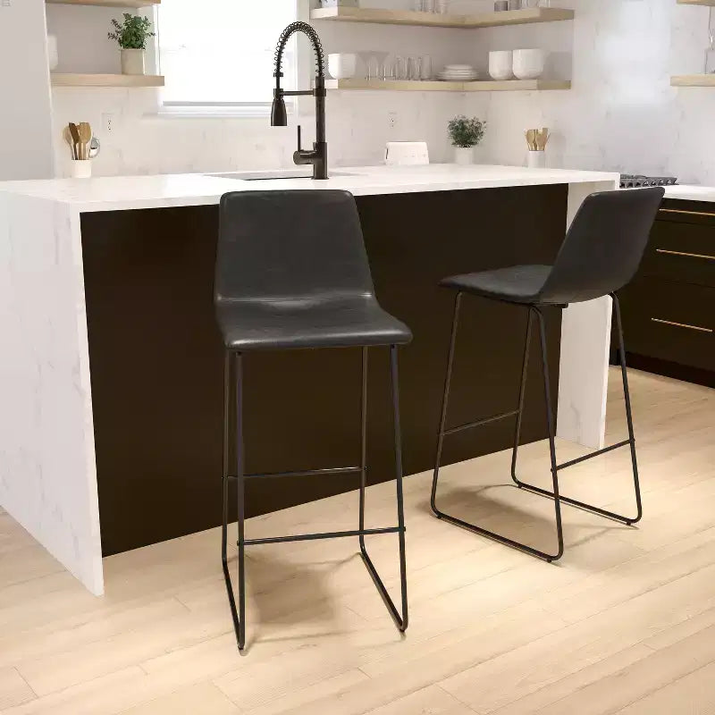 Flash Furniture Sgabelli da Bar con Altezza da Bar in Similpelle di Qualità Commerciale, Set da 2, 76 cm