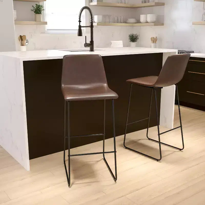 Flash Furniture Sgabelli da Bar con Altezza da Bar in Similpelle di Qualità Commerciale, Set da 2, 76 cm