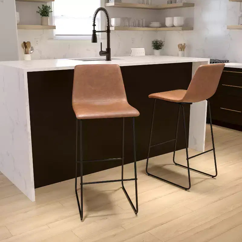 Flash Furniture Sgabelli da Bar con Altezza da Bar in Similpelle di Qualità Commerciale, Set da 2, 76 cm