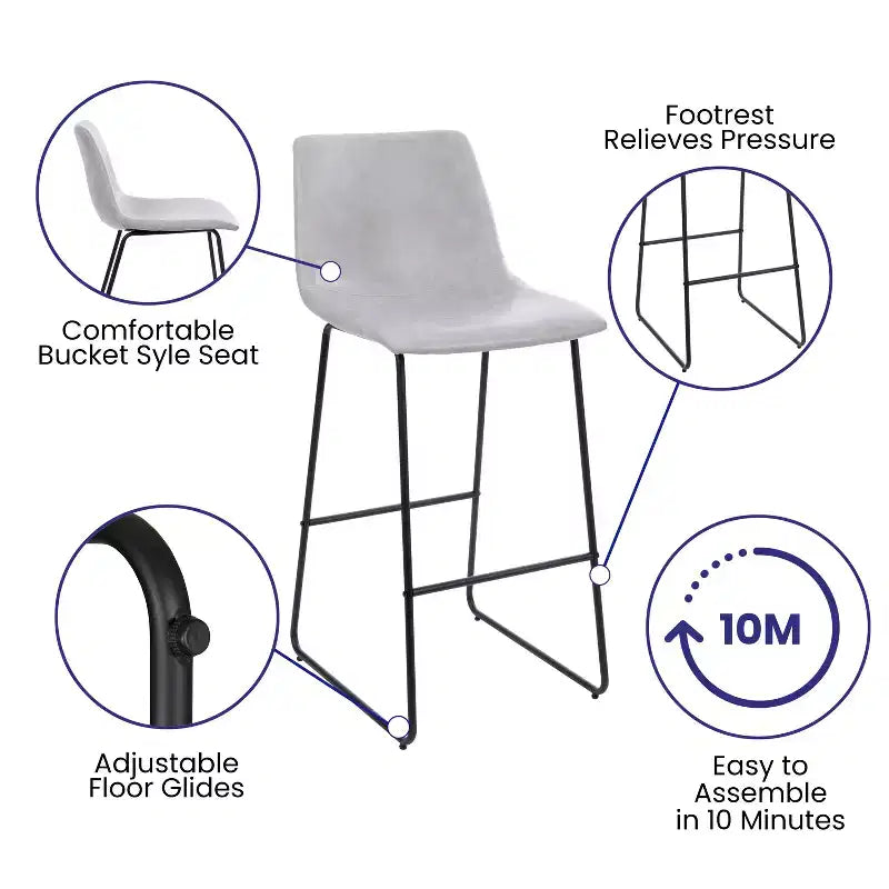Flash Furniture Sgabelli da Bar con Altezza da Bar in Similpelle di Qualità Commerciale, Set da 2, 76 cm
