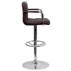 Sgabello da bar contemporaneo Flash Furniture in vinile trapuntato, regolabile in altezza, con braccioli e base cromata