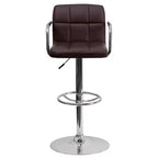 Sgabello da bar contemporaneo Flash Furniture in vinile trapuntato, regolabile in altezza, con braccioli e base cromata