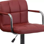 Sgabello da bar contemporaneo Flash Furniture in vinile trapuntato, regolabile in altezza, con braccioli e base cromata