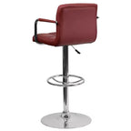 Sgabello da bar contemporaneo Flash Furniture in vinile trapuntato, regolabile in altezza, con braccioli e base cromata