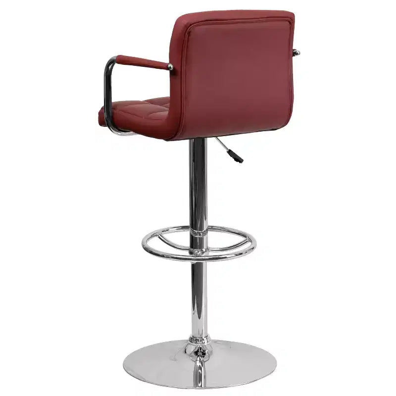 Sgabello da bar contemporaneo Flash Furniture in vinile trapuntato, regolabile in altezza, con braccioli e base cromata