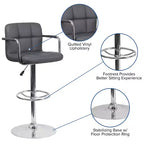 Sgabello da bar contemporaneo Flash Furniture in vinile trapuntato, regolabile in altezza, con braccioli e base cromata