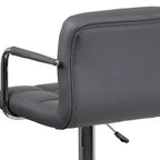 Sgabello da bar contemporaneo Flash Furniture in vinile trapuntato, regolabile in altezza, con braccioli e base cromata