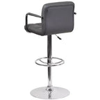 Sgabello da bar contemporaneo Flash Furniture in vinile trapuntato, regolabile in altezza, con braccioli e base cromata