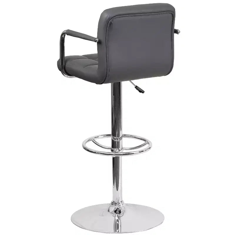 Sgabello da bar contemporaneo Flash Furniture in vinile trapuntato, regolabile in altezza, con braccioli e base cromata