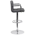 Sgabello da bar contemporaneo Flash Furniture in vinile trapuntato, regolabile in altezza, con braccioli e base cromata