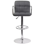 Sgabello da bar contemporaneo Flash Furniture in vinile trapuntato, regolabile in altezza, con braccioli e base cromata