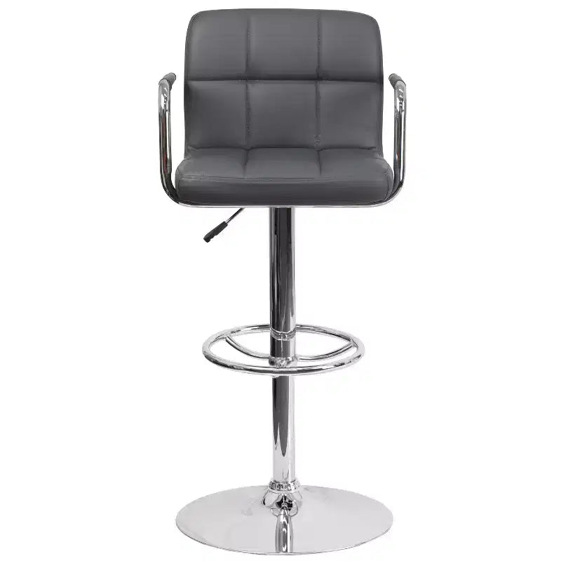 Sgabello da bar contemporaneo Flash Furniture in vinile trapuntato, regolabile in altezza, con braccioli e base cromata