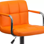 Sgabello da bar contemporaneo Flash Furniture in vinile trapuntato, regolabile in altezza, con braccioli e base cromata