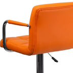 Sgabello da bar contemporaneo Flash Furniture in vinile trapuntato, regolabile in altezza, con braccioli e base cromata