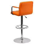 Sgabello da bar contemporaneo Flash Furniture in vinile trapuntato, regolabile in altezza, con braccioli e base cromata