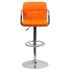 Sgabello da bar contemporaneo Flash Furniture in vinile trapuntato, regolabile in altezza, con braccioli e base cromata