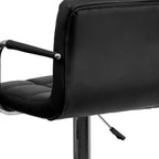 Sgabello da bar contemporaneo Flash Furniture in vinile trapuntato, regolabile in altezza, con braccioli e base cromata