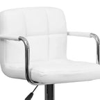 Sgabello da bar contemporaneo Flash Furniture in vinile trapuntato, regolabile in altezza, con braccioli e base cromata