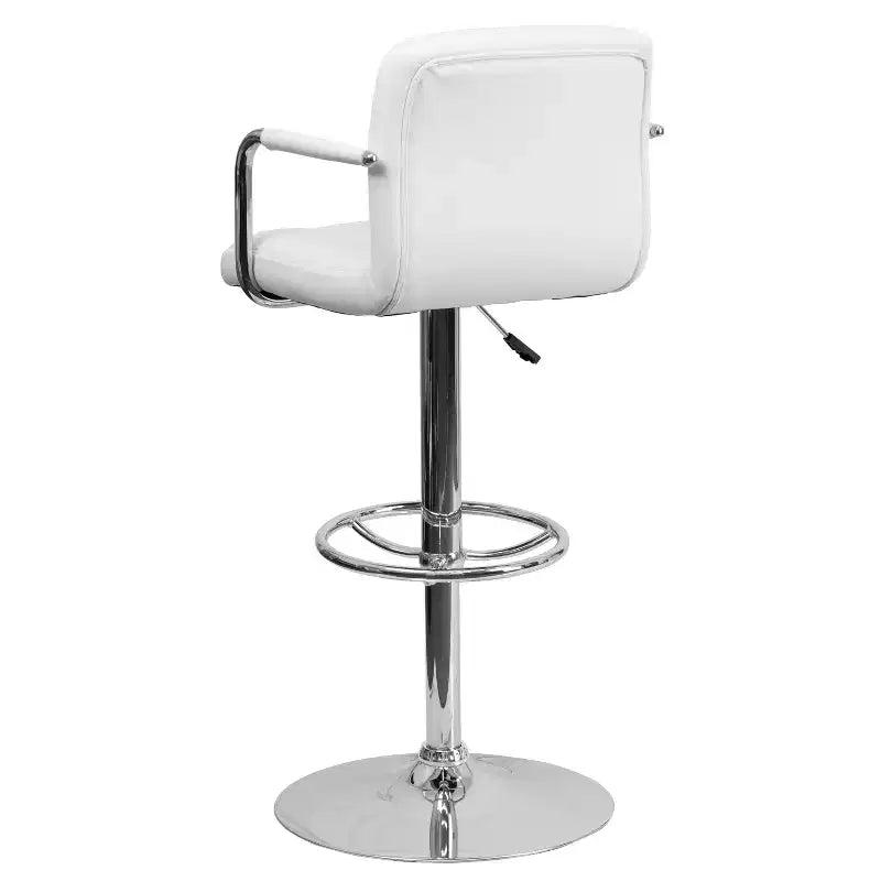 Sgabello da bar contemporaneo Flash Furniture in vinile trapuntato, regolabile in altezza, con braccioli e base cromata