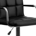 Sgabello da bar contemporaneo Flash Furniture in vinile trapuntato, regolabile in altezza, con braccioli e base cromata