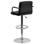 Sgabello da bar contemporaneo Flash Furniture in vinile trapuntato, regolabile in altezza, con braccioli e base cromata