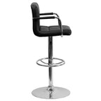Sgabello da bar contemporaneo Flash Furniture in vinile trapuntato, regolabile in altezza, con braccioli e base cromata
