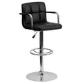 Sgabello da bar contemporaneo Flash Furniture in vinile trapuntato, regolabile in altezza, con braccioli e base cromata