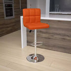 Flash Furniture Sgabello da Bar Moderno in Vinile Trapuntato Regolabile in Altezza con Base Cromata