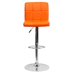 Flash Furniture Sgabello da Bar Moderno in Vinile Trapuntato Regolabile in Altezza con Base Cromata