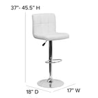 Flash Furniture Sgabello da Bar Moderno in Vinile Trapuntato Regolabile in Altezza con Base Cromata