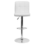 Flash Furniture Sgabello da Bar Moderno in Vinile Trapuntato Regolabile in Altezza con Base Cromata