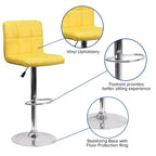 Flash Furniture Sgabello da Bar Moderno in Vinile Trapuntato Regolabile in Altezza con Base Cromata