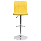 Flash Furniture Sgabello da Bar Moderno in Vinile Trapuntato Regolabile in Altezza con Base Cromata