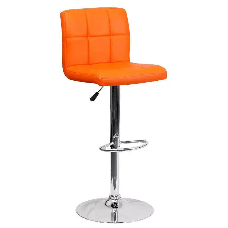 Flash Furniture Sgabello da Bar Moderno in Vinile Trapuntato Regolabile in Altezza con Base Cromata