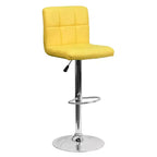 Flash Furniture Sgabello da Bar Moderno in Vinile Trapuntato Regolabile in Altezza con Base Cromata