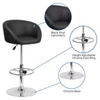 Flash Furniture Sgabello da bar contemporaneo regolabile in altezza con schienale a botte e base cromata