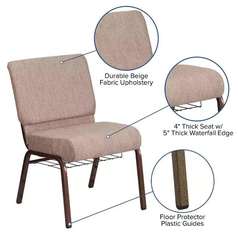 Sedia da chiesa Flash Furniture HERCULES Series con larghezza di 53,34 cm e leggio