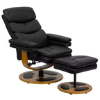 Flash Furniture Poltrona Reclinabile Multiposizione Contemporanea e Ottomana con Base in Legno in LeatherSoft Nero