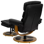 Flash Furniture Poltrona Reclinabile Multiposizione Contemporanea e Ottomana con Base in Legno in LeatherSoft Nero