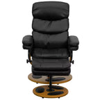Flash Furniture Poltrona Reclinabile Multiposizione Contemporanea e Ottomana con Base in Legno in LeatherSoft Nero