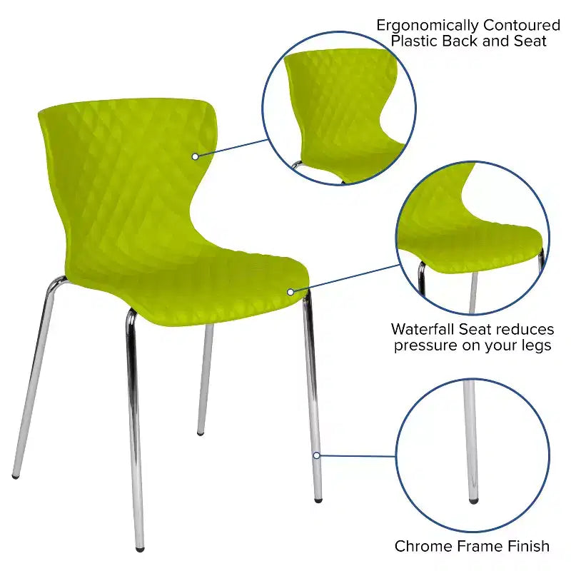 Flash Furniture Lowell Sedia Impilabile in Plastica dal Design Contemporaneo