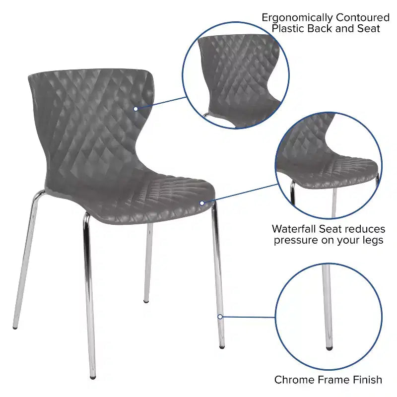 Flash Furniture Lowell Sedia Impilabile in Plastica dal Design Contemporaneo
