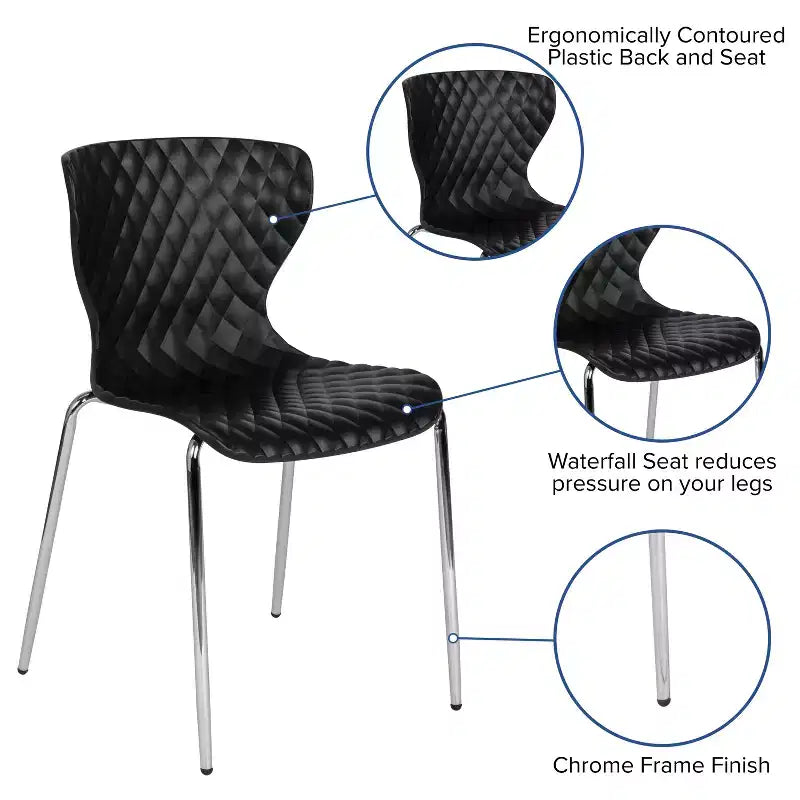 Flash Furniture Lowell Sedia Impilabile in Plastica dal Design Contemporaneo