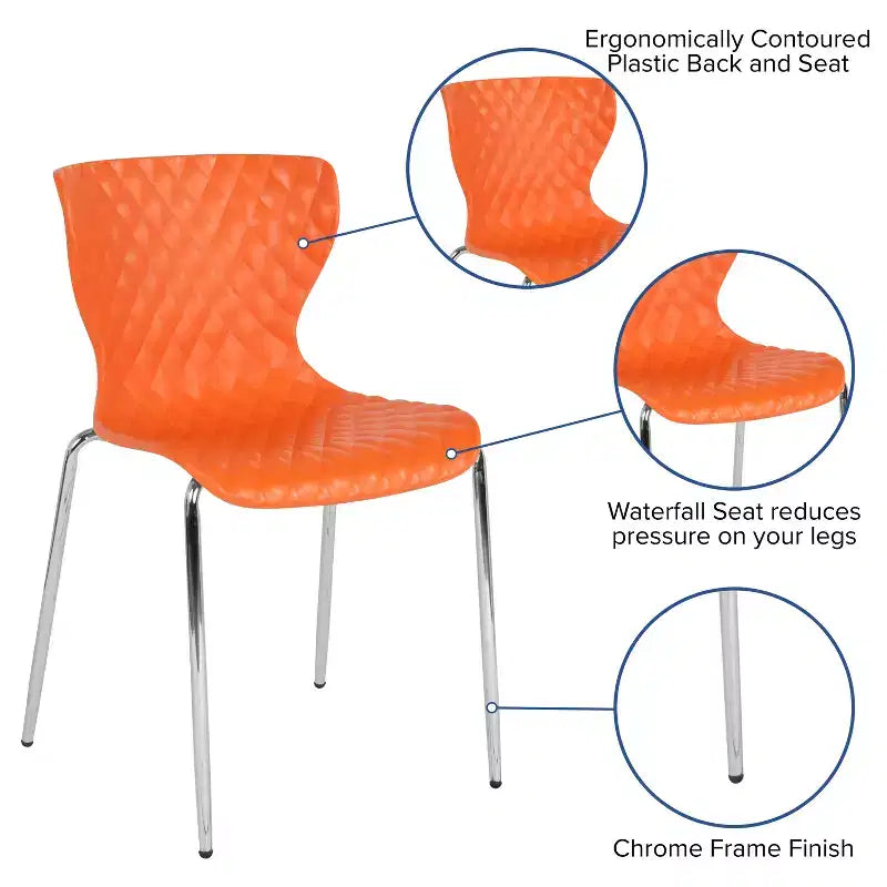 Flash Furniture Lowell Sedia Impilabile in Plastica dal Design Contemporaneo