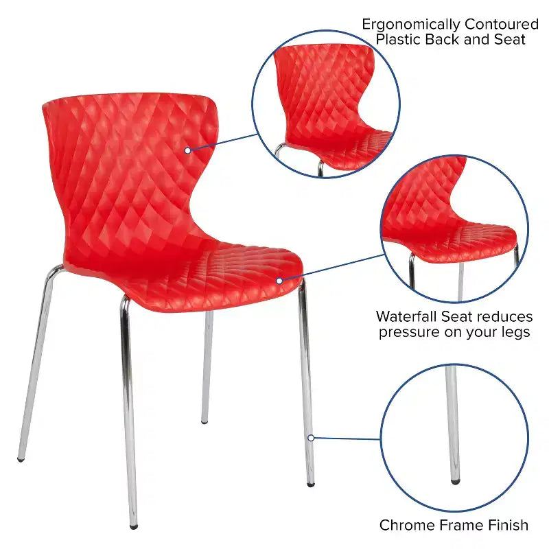 Flash Furniture Lowell Sedia Impilabile in Plastica dal Design Contemporaneo