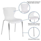 Flash Furniture Lowell Sedia Impilabile in Plastica dal Design Contemporaneo