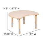 Flash Furniture 25.125W x 35.5L Tavolo per attività regolabile in altezza in plastica naturale a mezzaluna