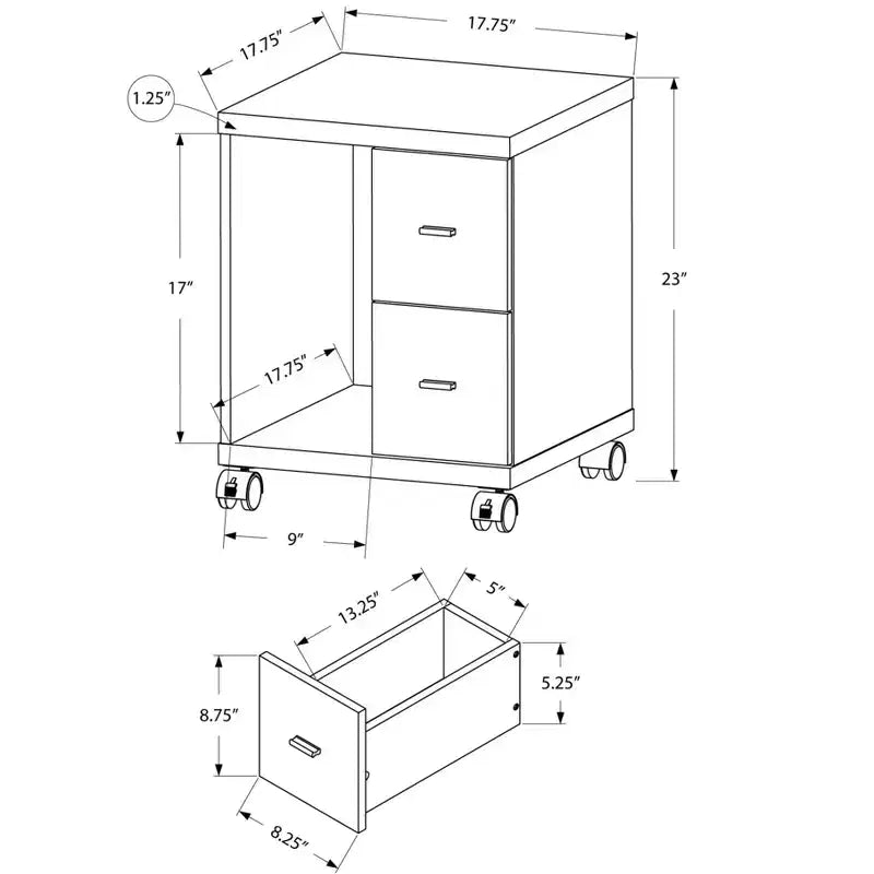 Monarch Specialties Scrivania per computer con 2 cassetti effetto legno recuperato/su ruote