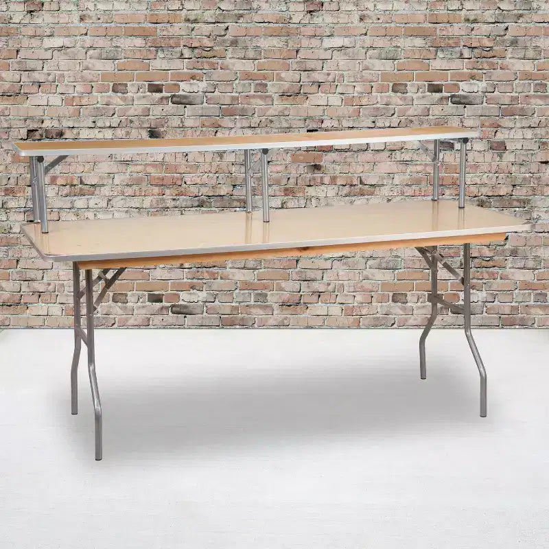 Alzata per piano bar in legno di betulla con gambe color argento Emma and Oliver 72 x 12 x 12